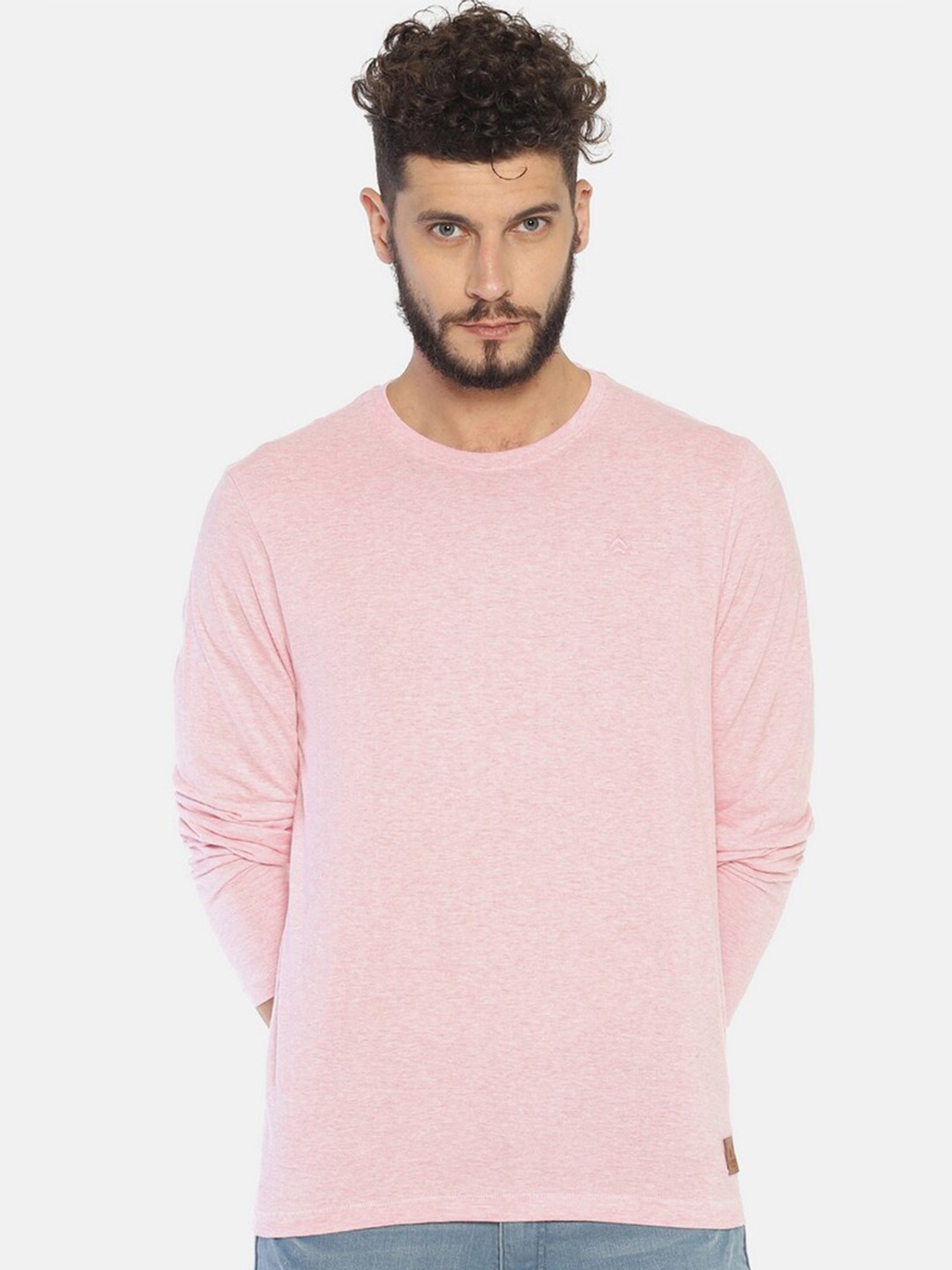 

Steenbok Men Pink Solid Round Neck Slim Fit T-shirt