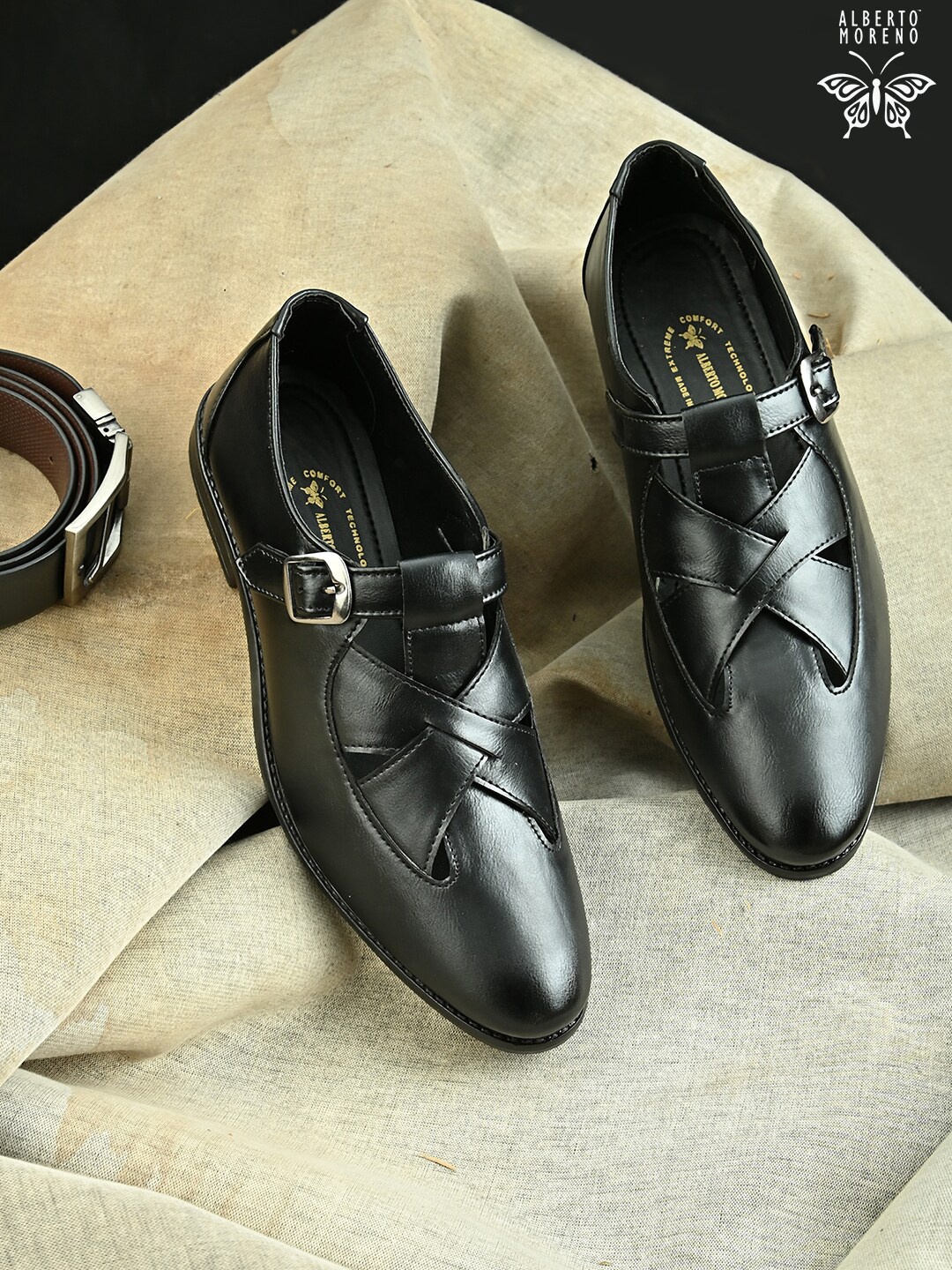 

ALBERTO MORENO Men Black Comfort Causal Sandals