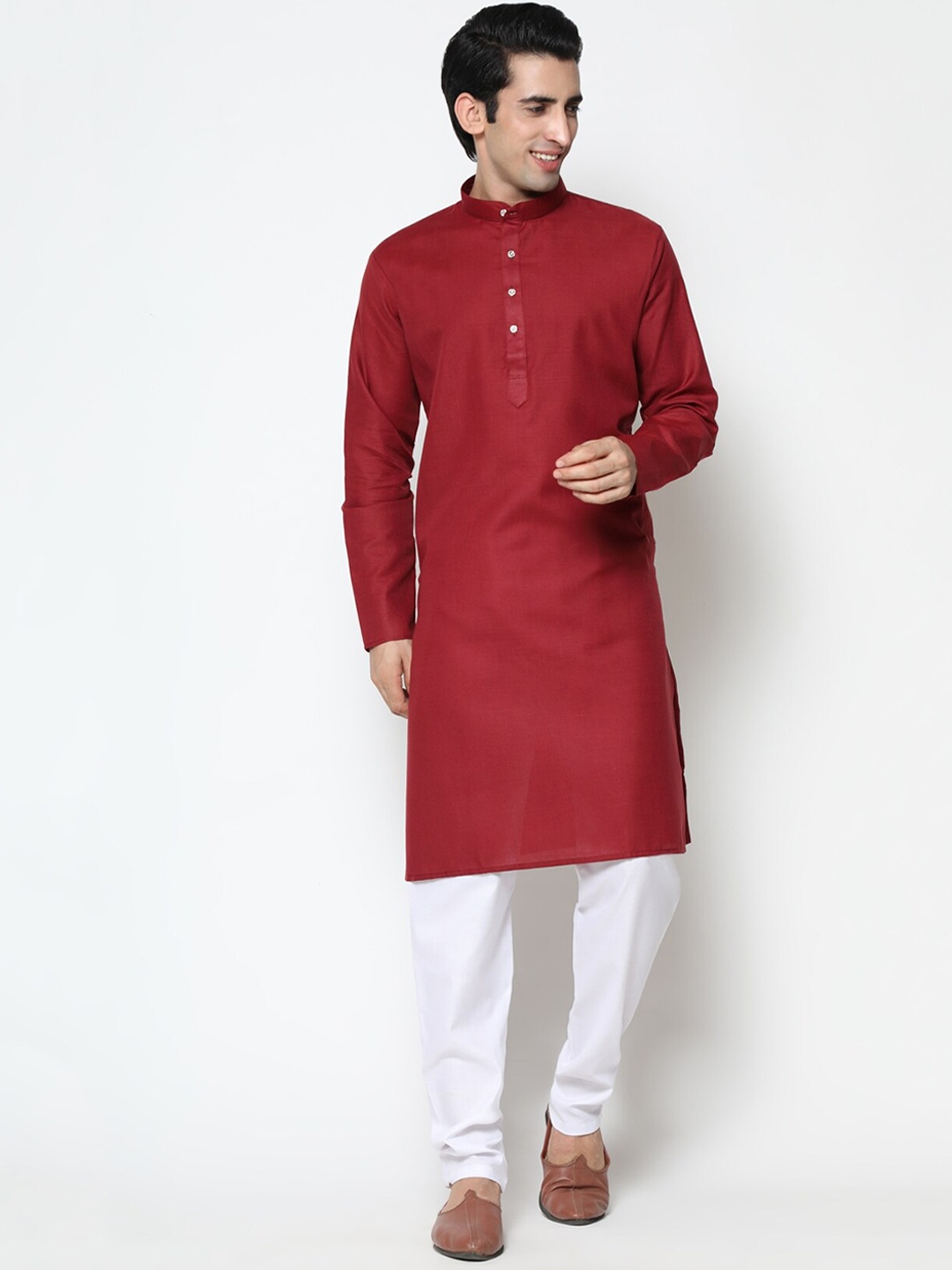 

COCOI LIFESTYLE Men Maroon Dupion Silk Kurta with Pyjamas