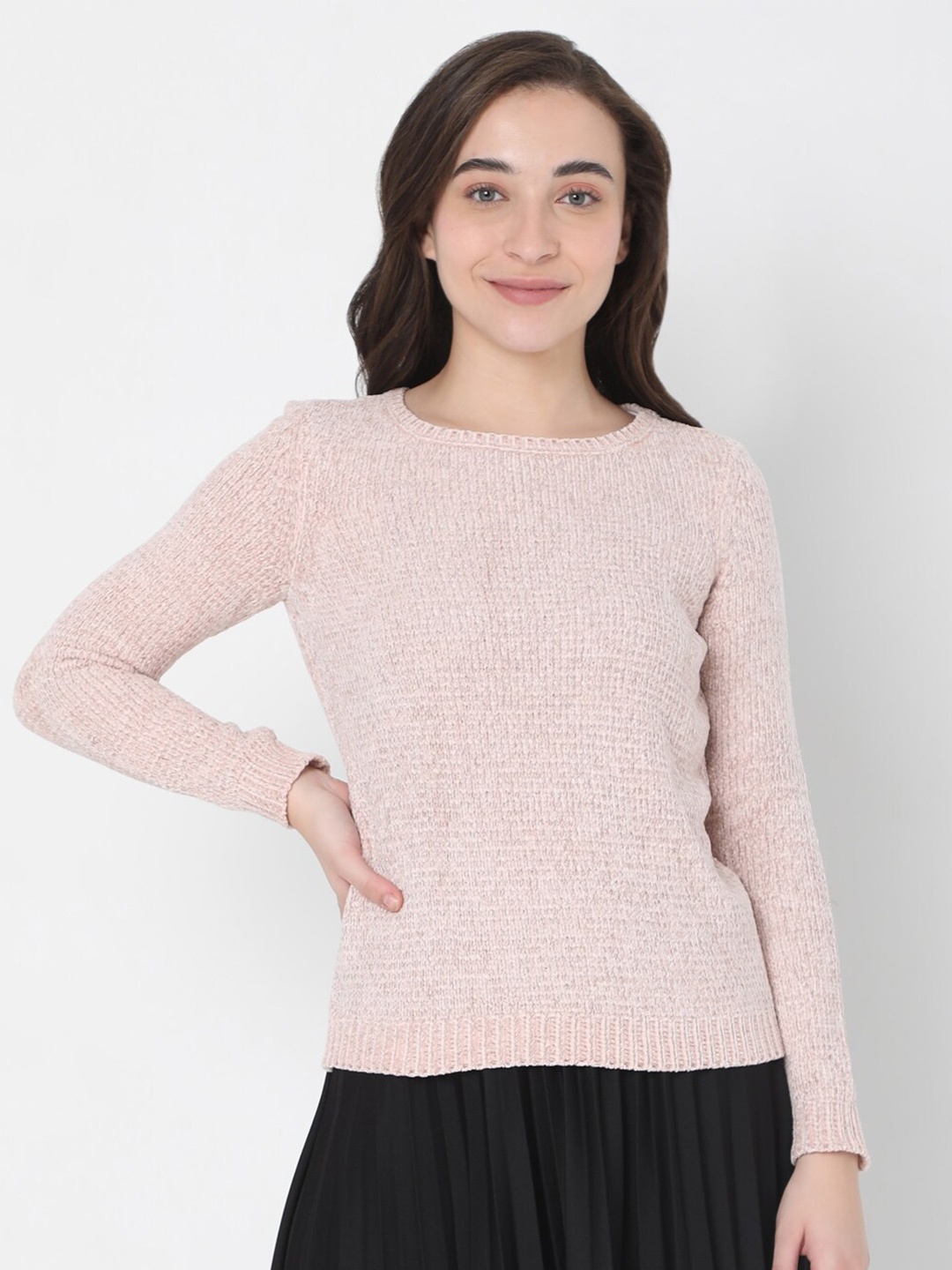 

Vero Moda Women Pink Self Design Pullover