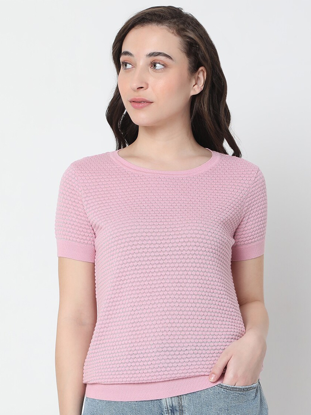 

Vero Moda Women Pink Ribbed Pullover