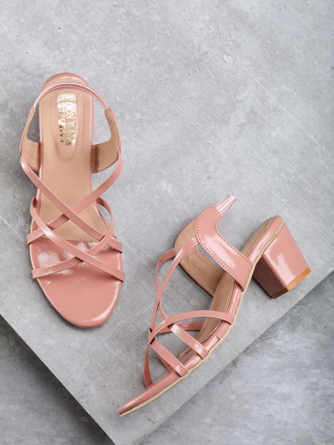 

Moonwalk Pink Block Sandals with Buckles