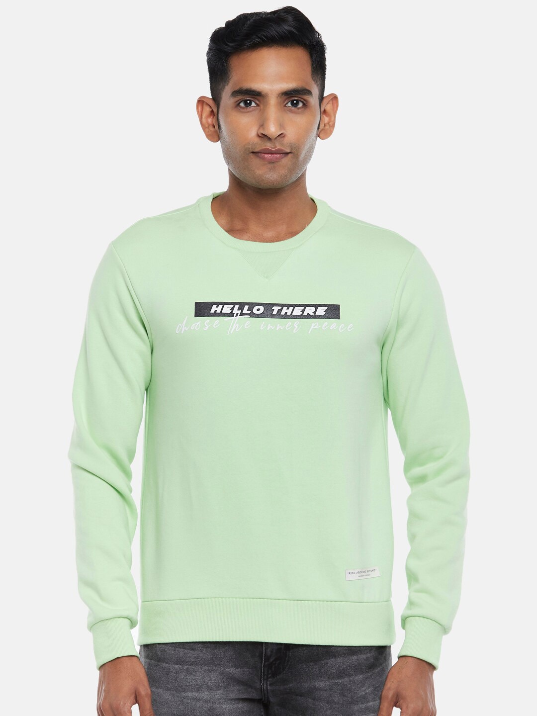

People Men Green Cotton Sweatshirt