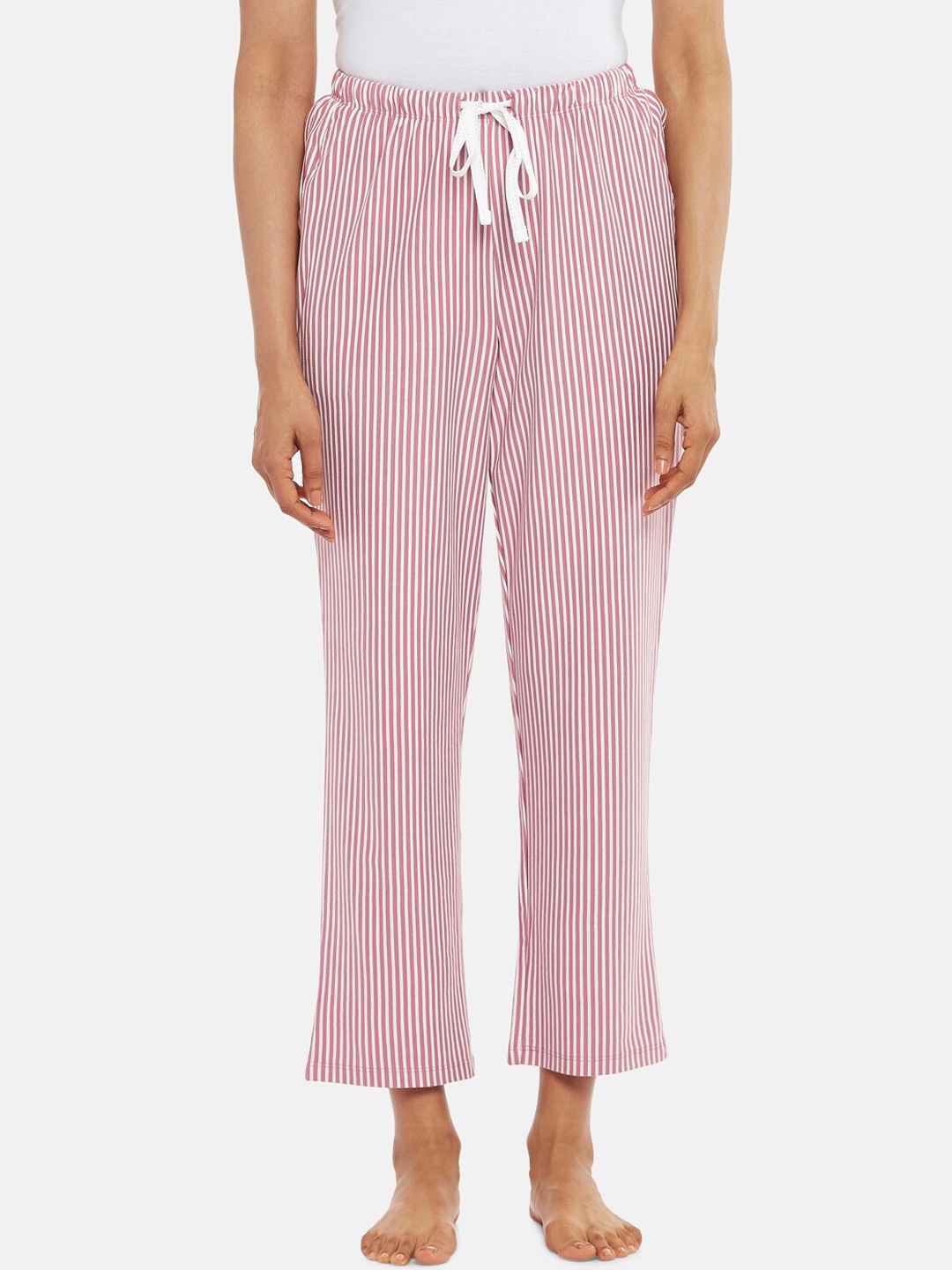 

Dreamz by Pantaloons Women Pink And White Striped Lounge Pants