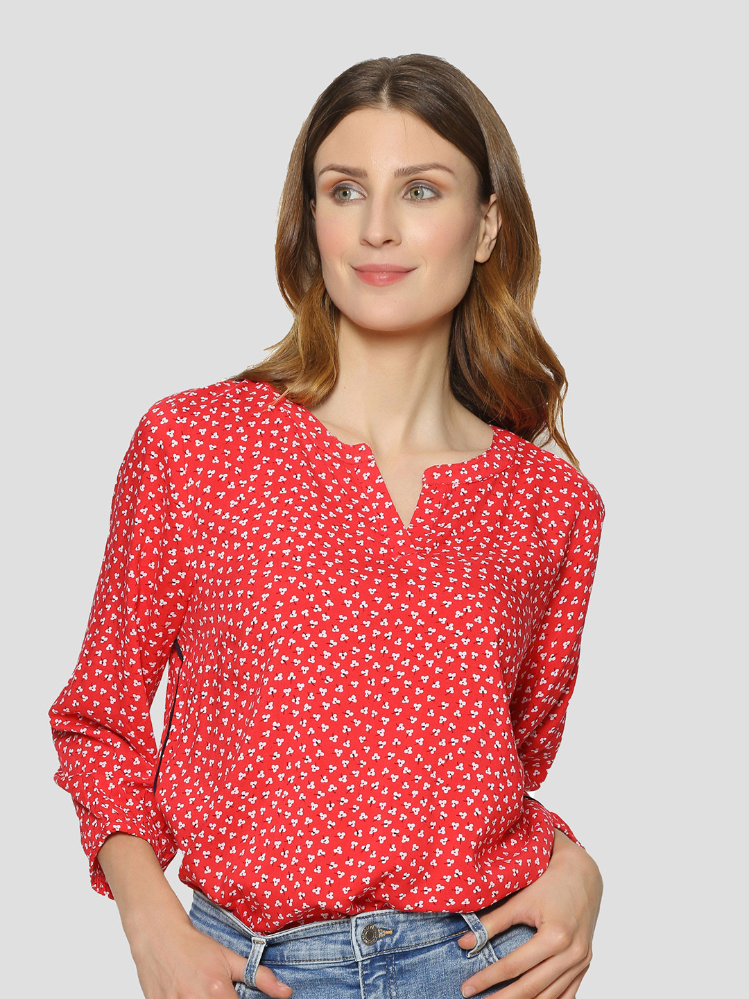 

DRIRO Women Floral Print Blouson Top, Red