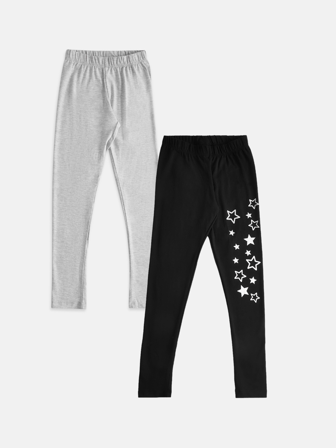 

Pantaloons Junior Girls Pack of 2 Black & Grey Ankle-Length Leggings