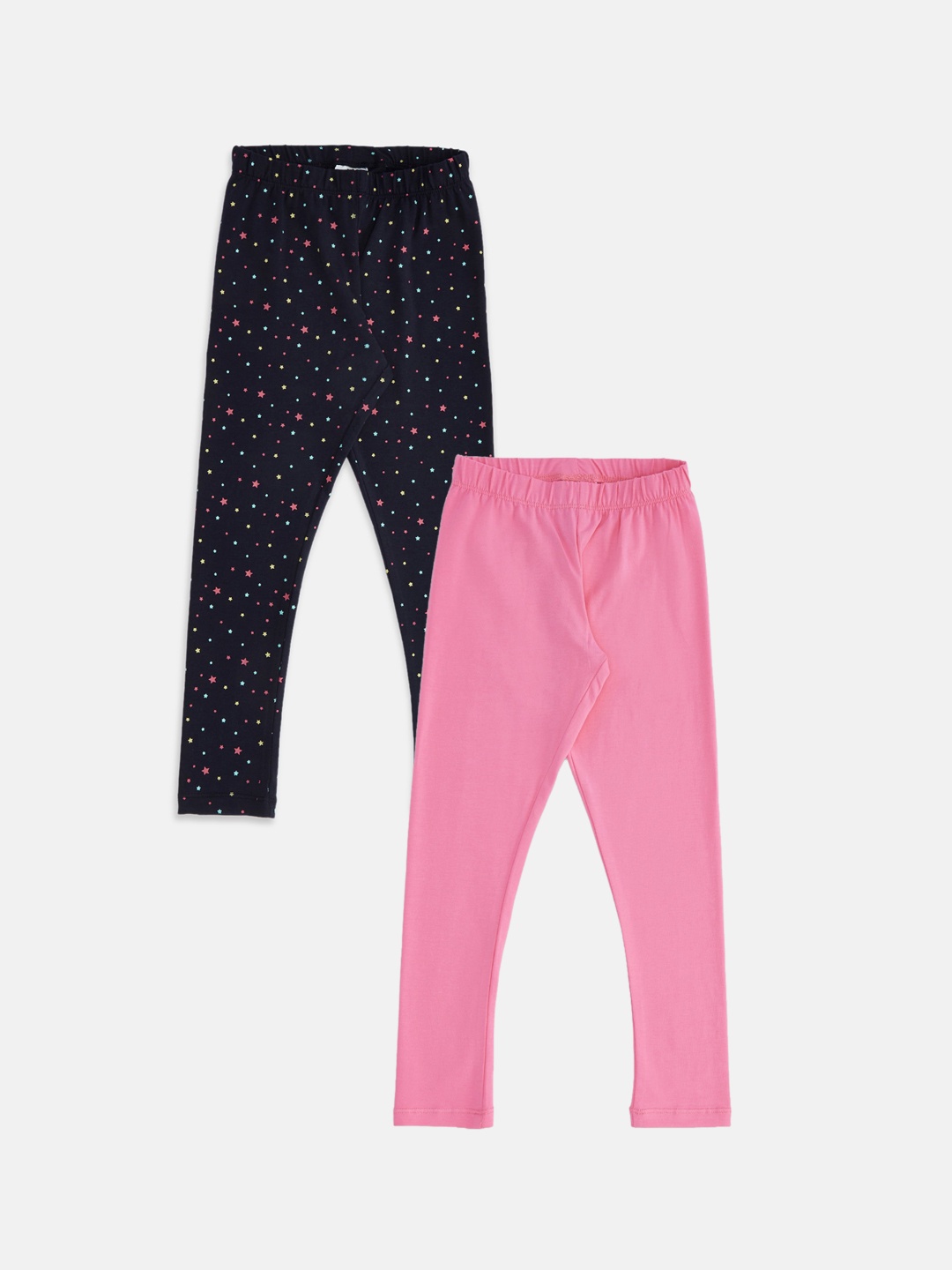 

Pantaloons Junior Girls Pack Of 2 Printed Leggings, Navy blue