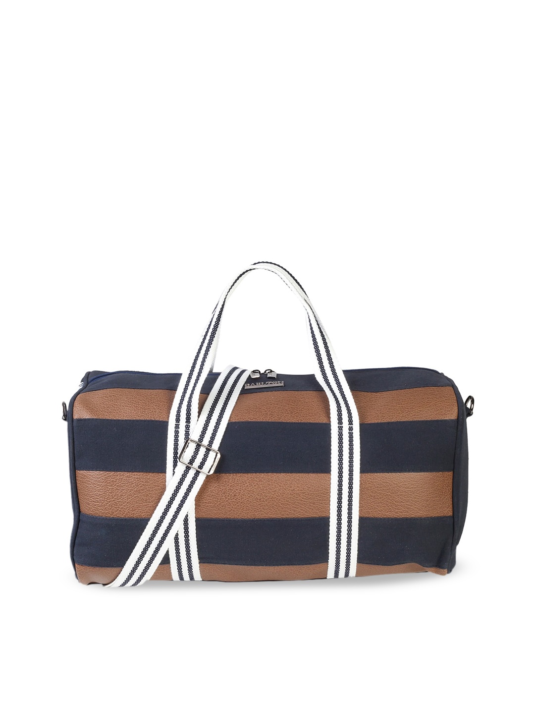 

Carlton London Unisex Blue & Brown Striped Small Water Repellent Duffle Bag