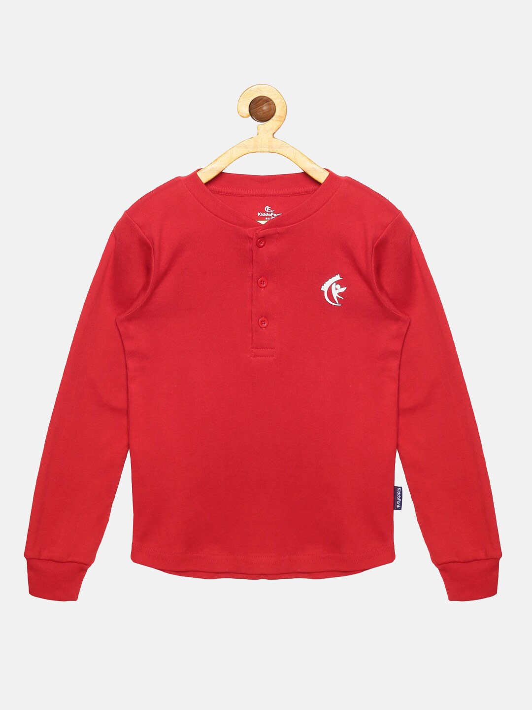 

KiddoPanti Kids Red Henley Neck T-shirt