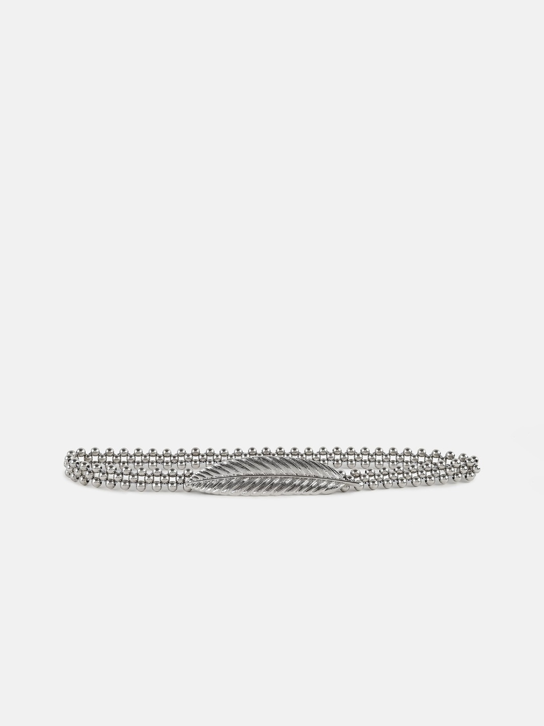 

Kazo Women Silver Toned Leaf Textured PU Belt