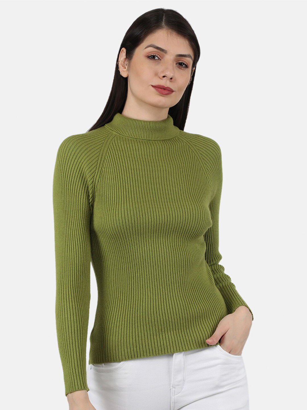 

Monte Carlo Women Green Striped Pullover