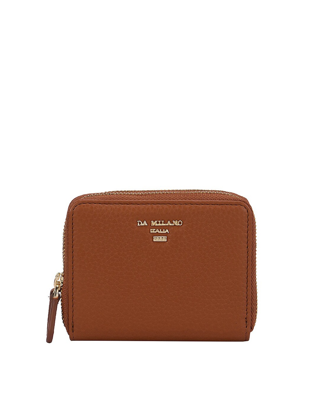

Da Milano Women Brown Textured Leather Two Fold Wallet with SD Card Holder