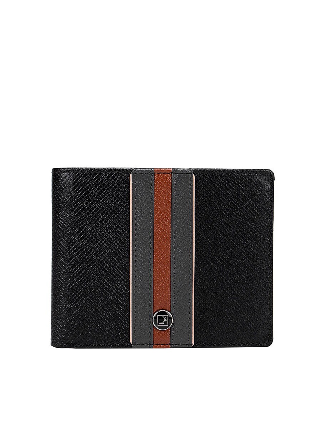 

Da Milano Men Black Textured Leather Two Fold Wallet