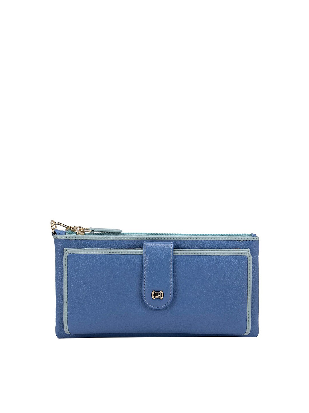 

Da Milano Women Blue Textured Leather Zip Around Wallet
