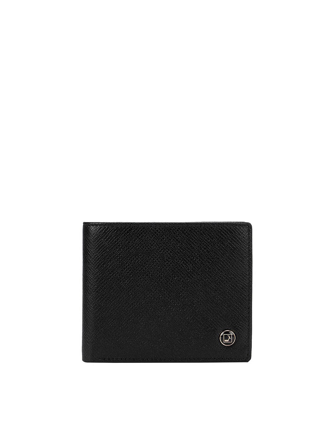 

Da Milano Men Black Abstract Textured Leather Two Fold Wallet