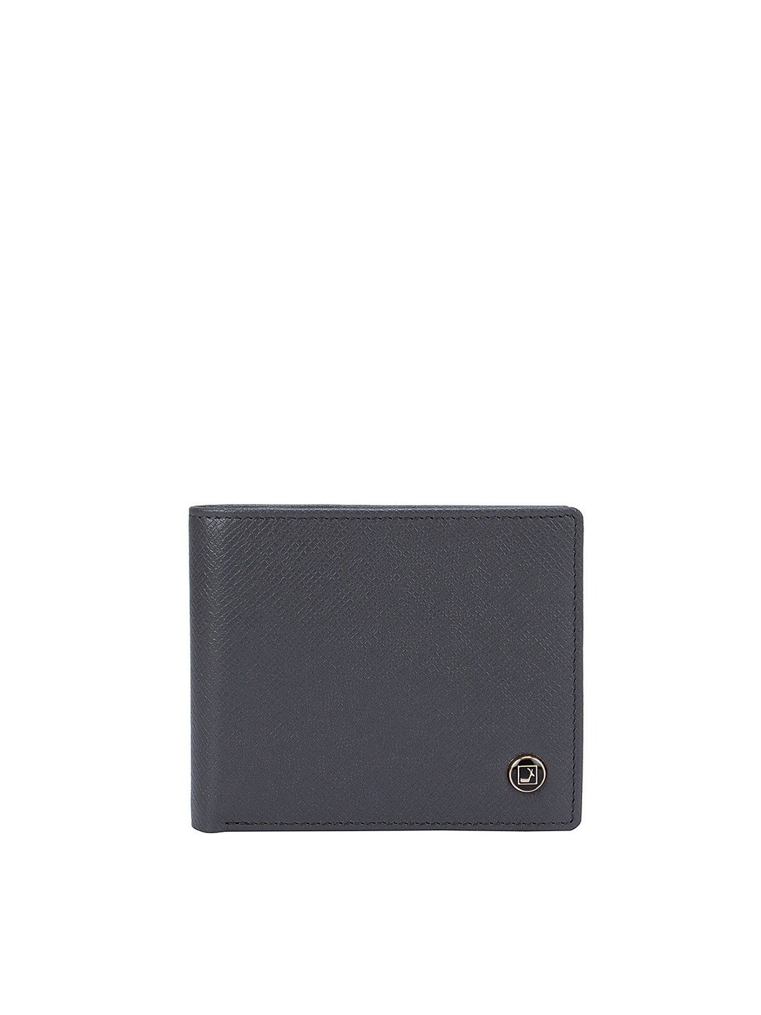 

Da Milano Men Grey Geometric Textured Leather Two Fold Wallet
