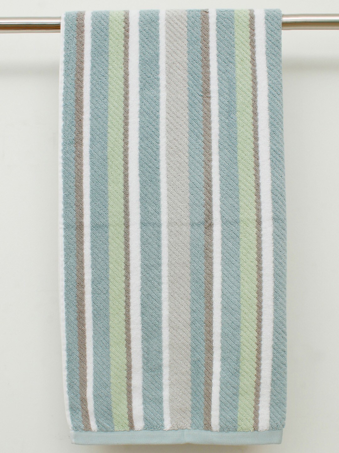 

AVI Living Set Of 2 Striped Pure Cotton 600 GSM Bath Towel, Blue