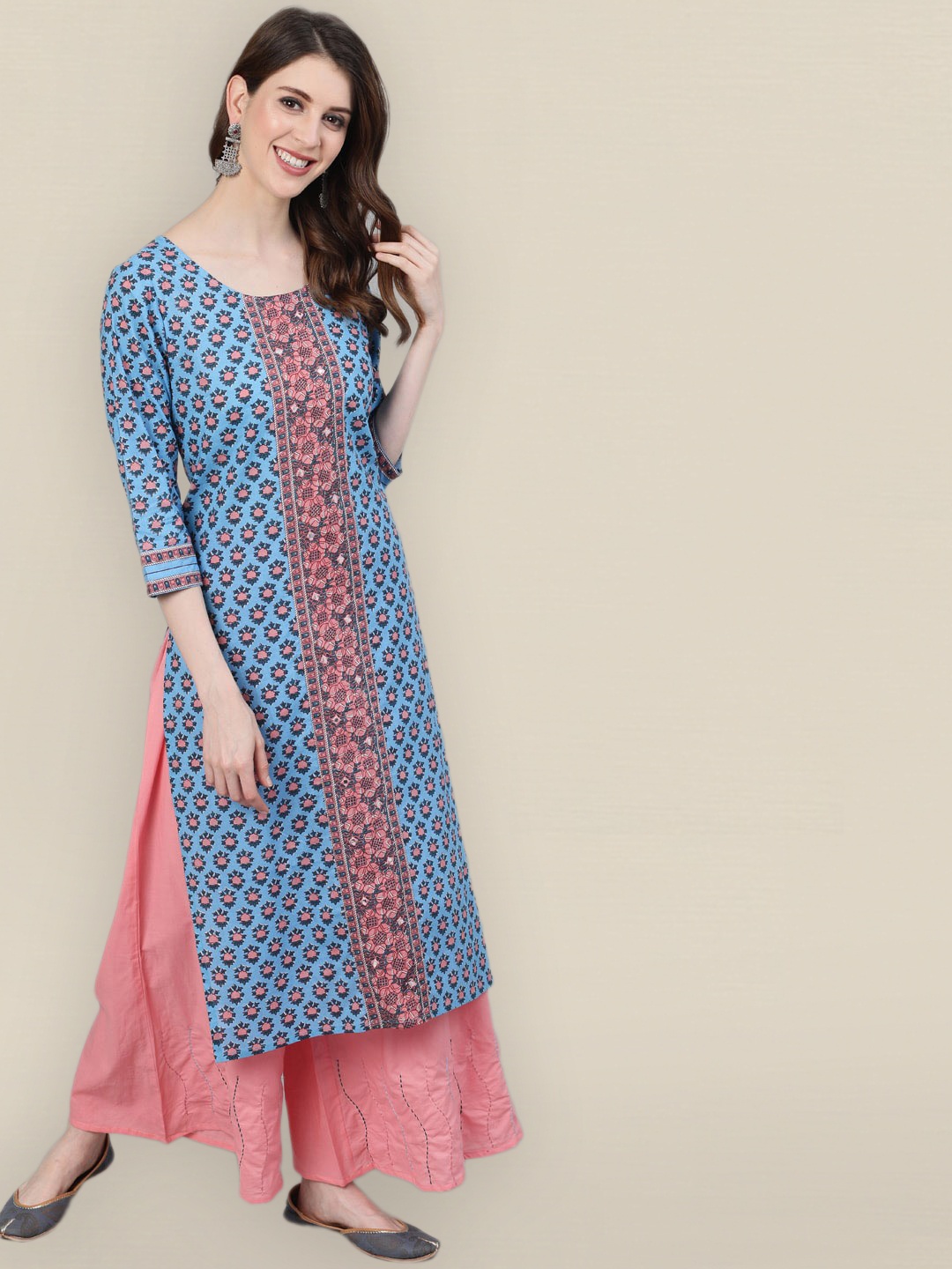 

Sangria Women Blue & Pink Floral Printed Floral Kurta
