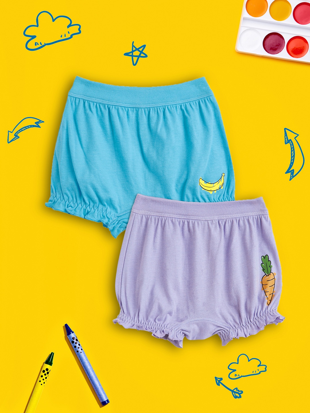 

XY Life Girls Pack Of 2 Blue Super Combed Cotton Bloomers