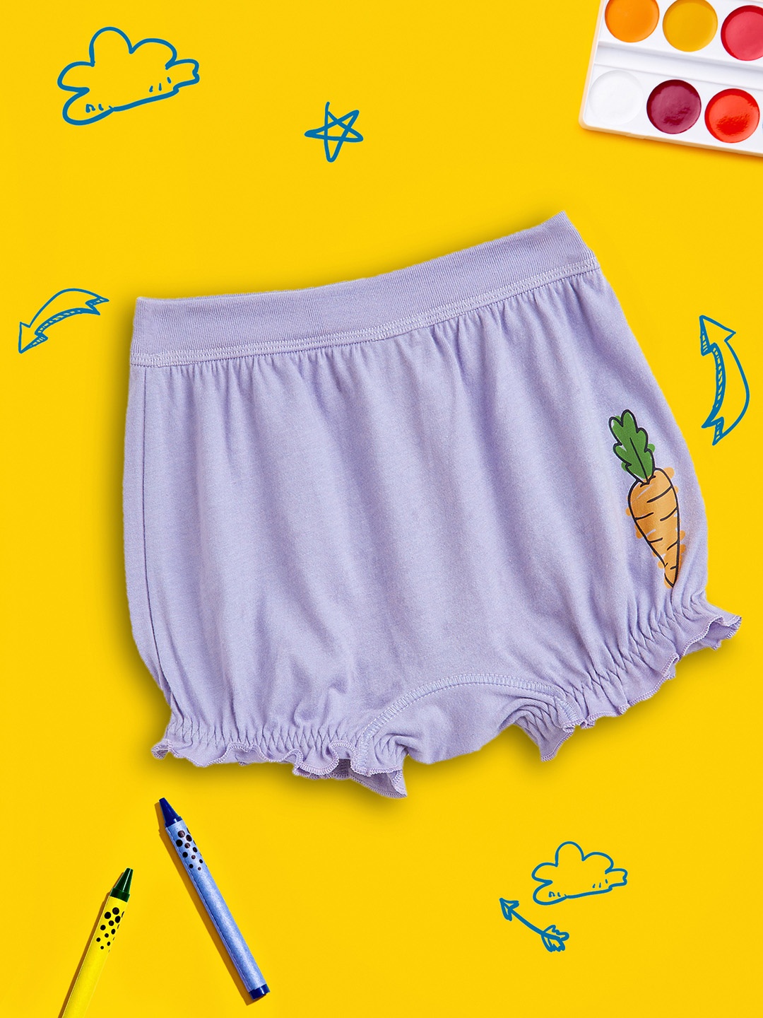 

XY Life Girls LavenderScribbles Carrot Violet Super Combed Cotton Bloomers, Lavender