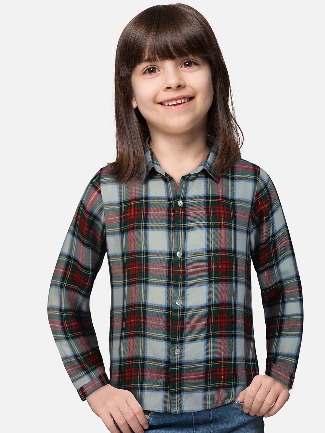 

Gini and Jony Kids Girls Red Tartan Checks Checked Casual Shirt