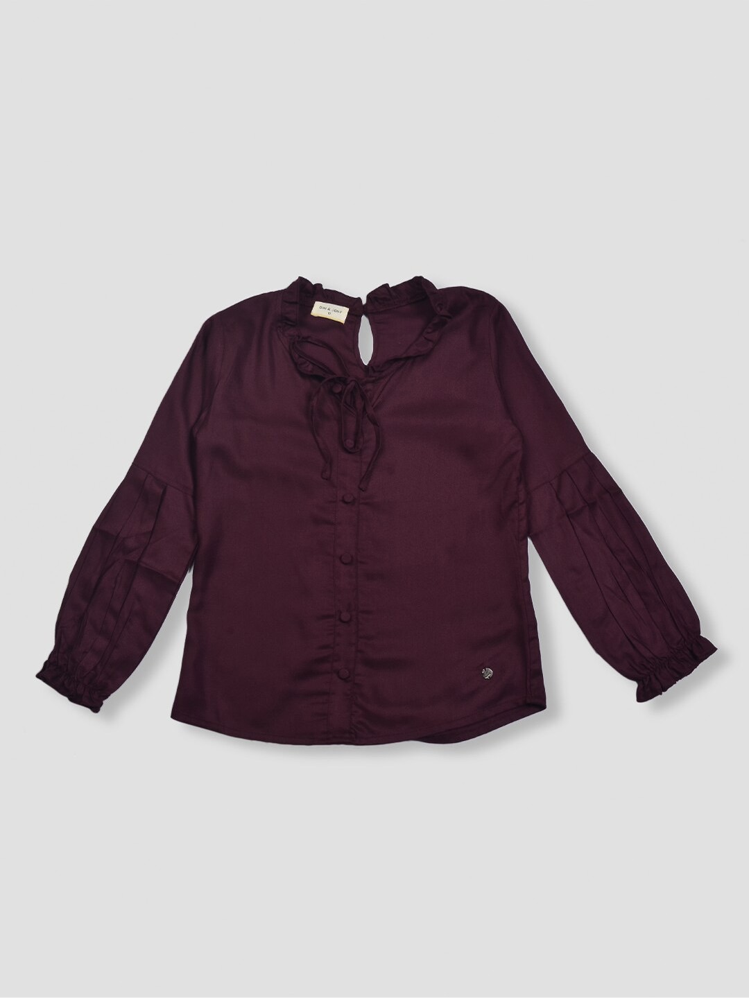 

Gini and Jony Maroon Tie-Up Neck Shirt Style Top