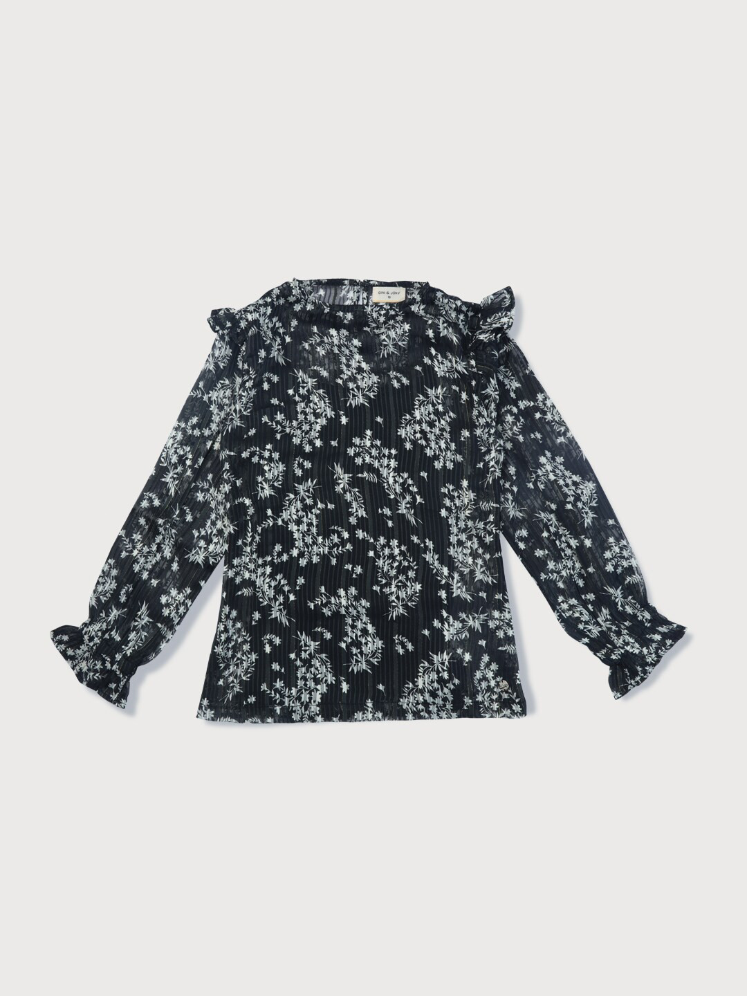 

Gini and Jony Black & White Floral Print Ruffles Top