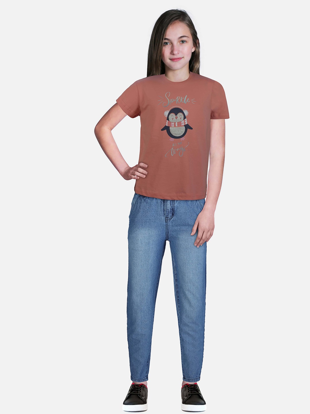 

Gini and Jony Girls Rust Printed Top