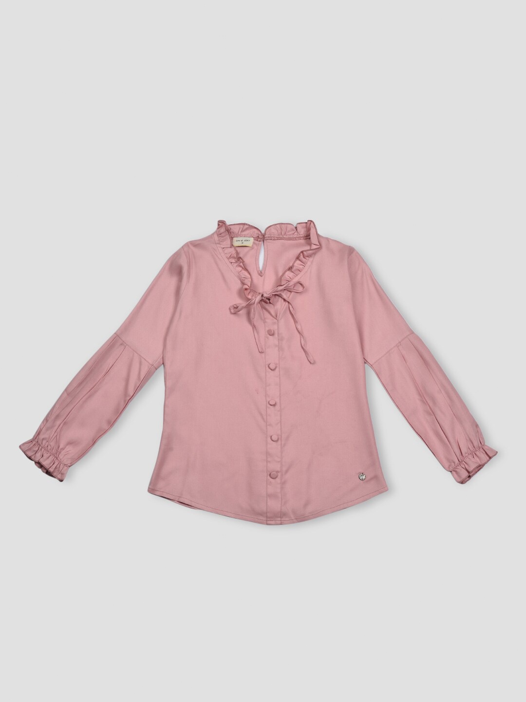 

Gini and Jony Pink Tie-Up Neck Ruffles Top