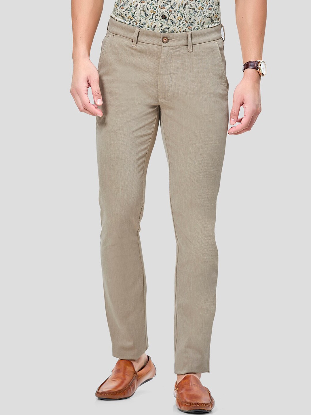 

J Hampstead Men Khaki Smart Slim Fit Trousers