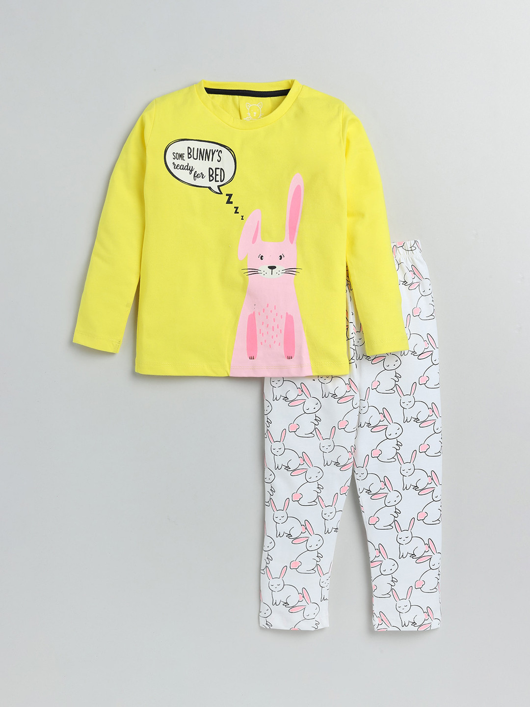 

Lazy Shark Girls Yellow & Pink Printed Night suit