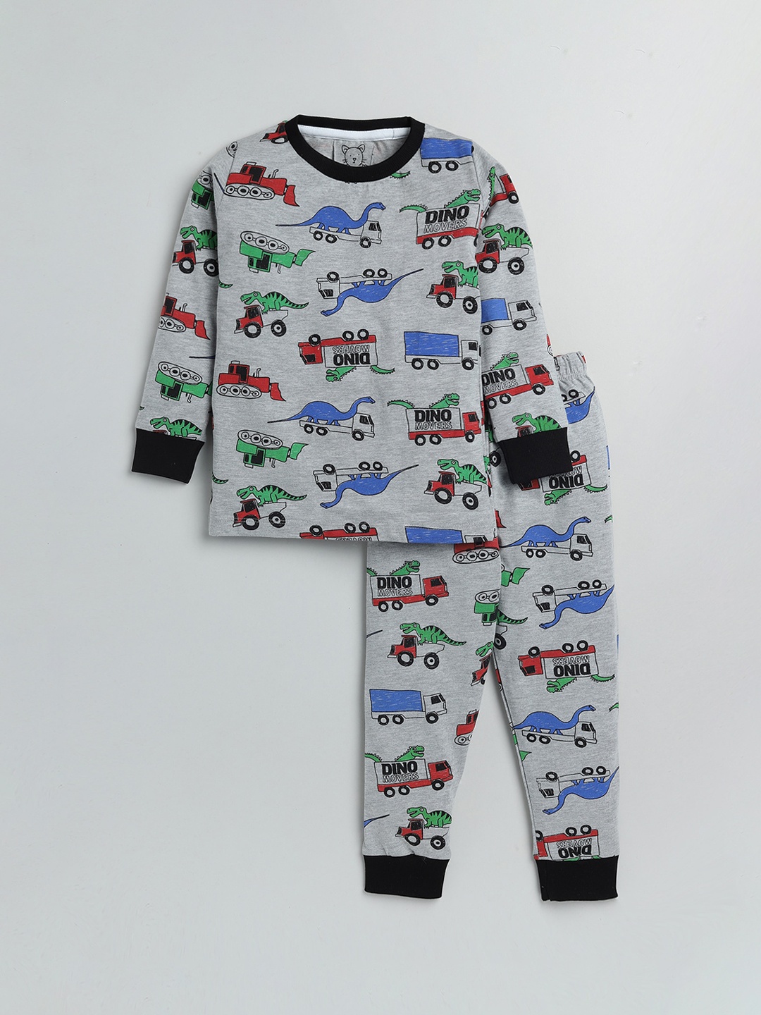 

Lazy Shark Boys Grey Melange & Blue Printed Night suit