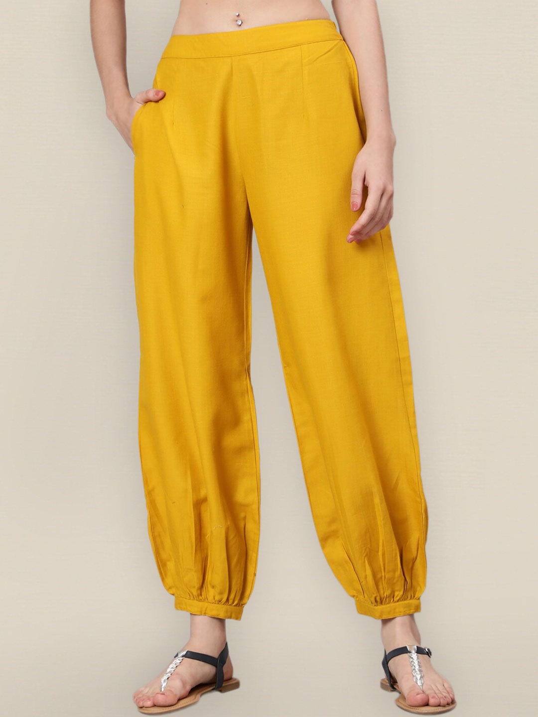 

Sangria Women Mustard Yellow Flared Palazzos