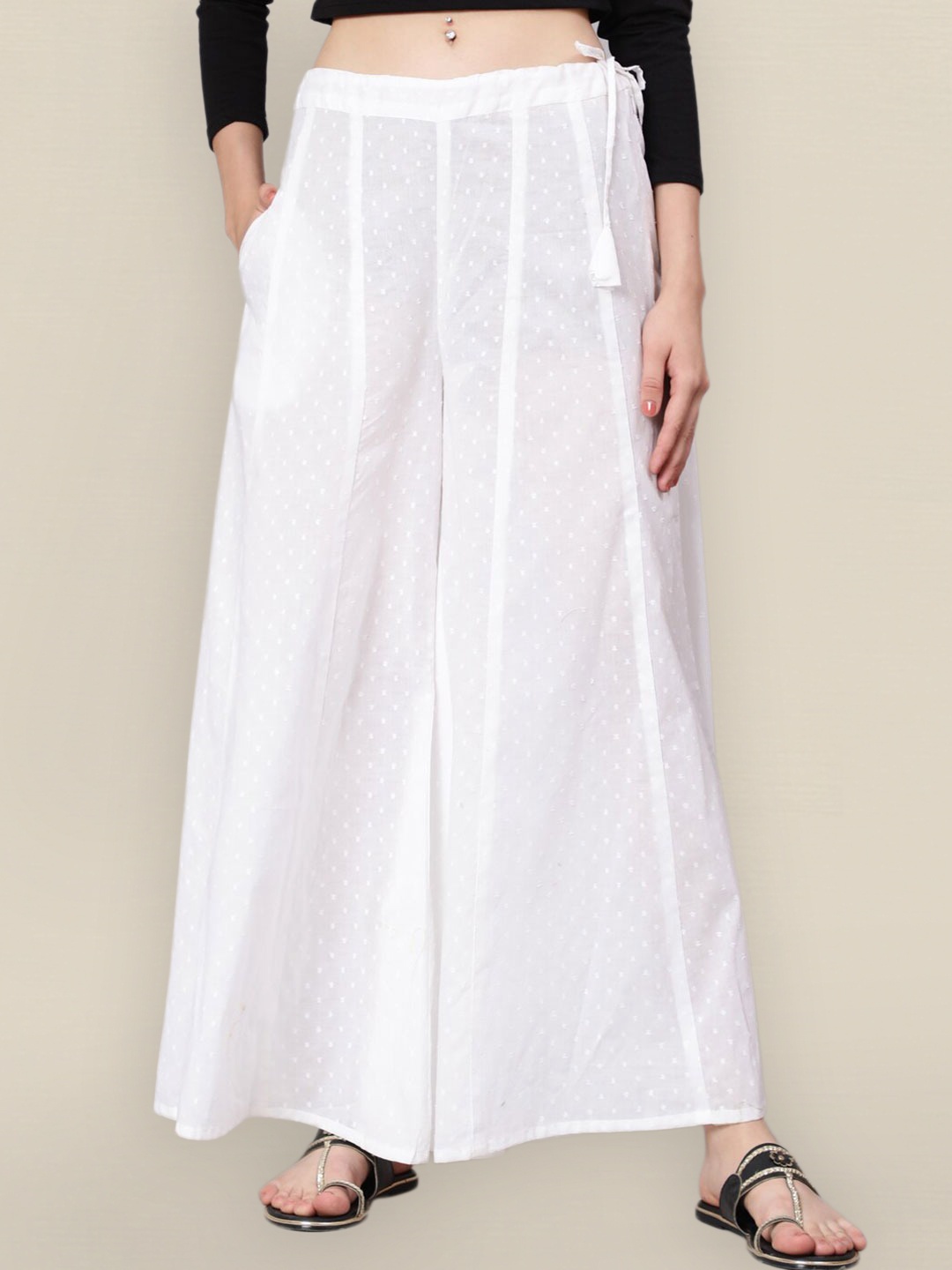

Sangria Women White Flared Palazzos