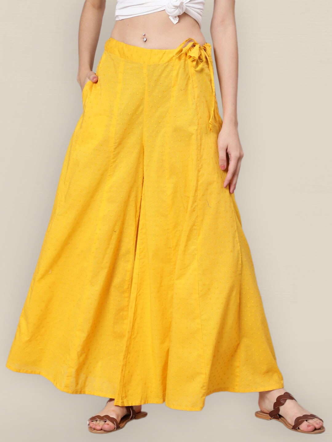 

Sangria Women Yellow Flared Palazzos