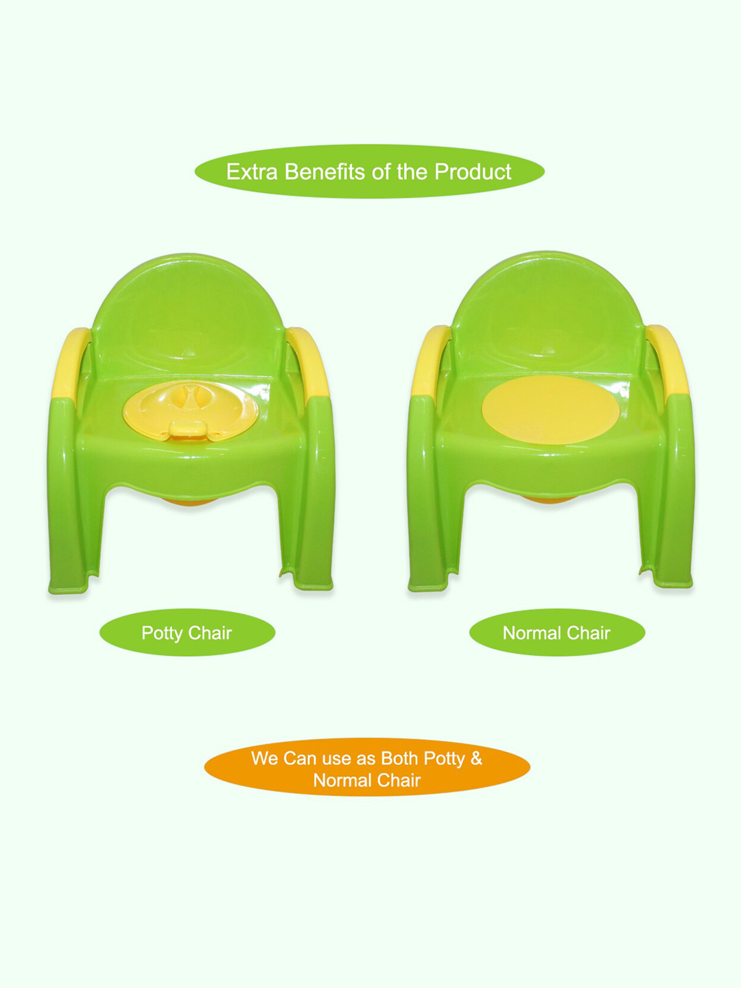 

Born Babies Kids Green Baby Potty Trainer Chair With Upper Closing Lid & Removable Bowl