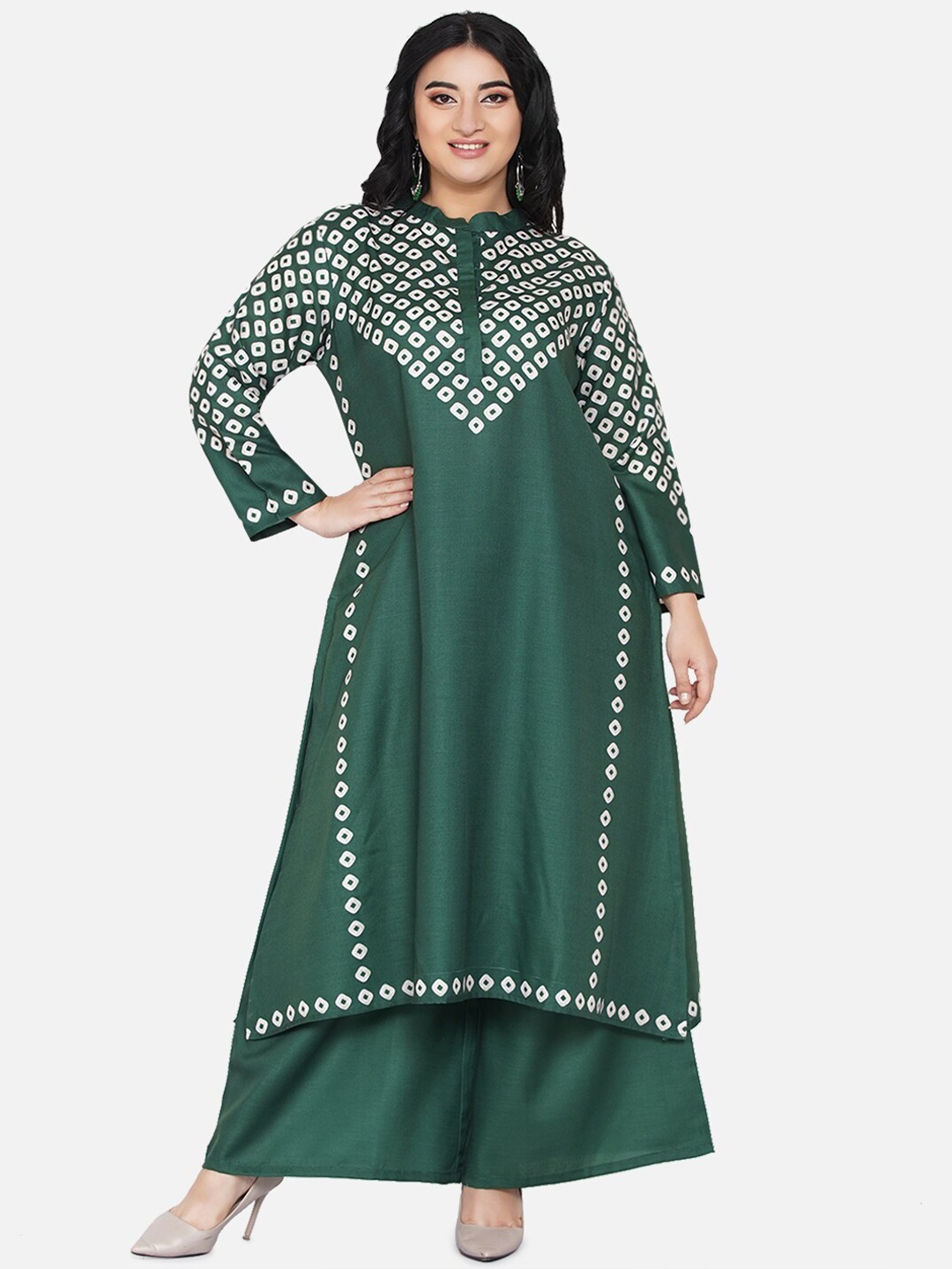 

Love More Women Green Kurta With Palazzo