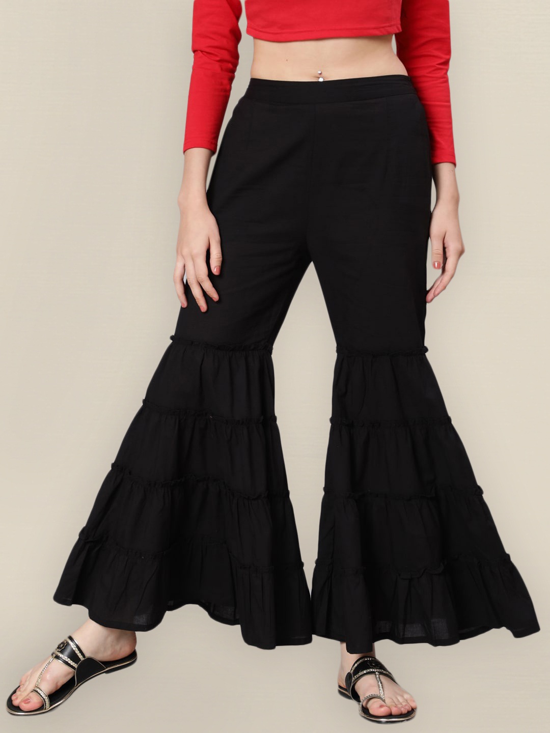 

Sangria Women Black Flared Trousers