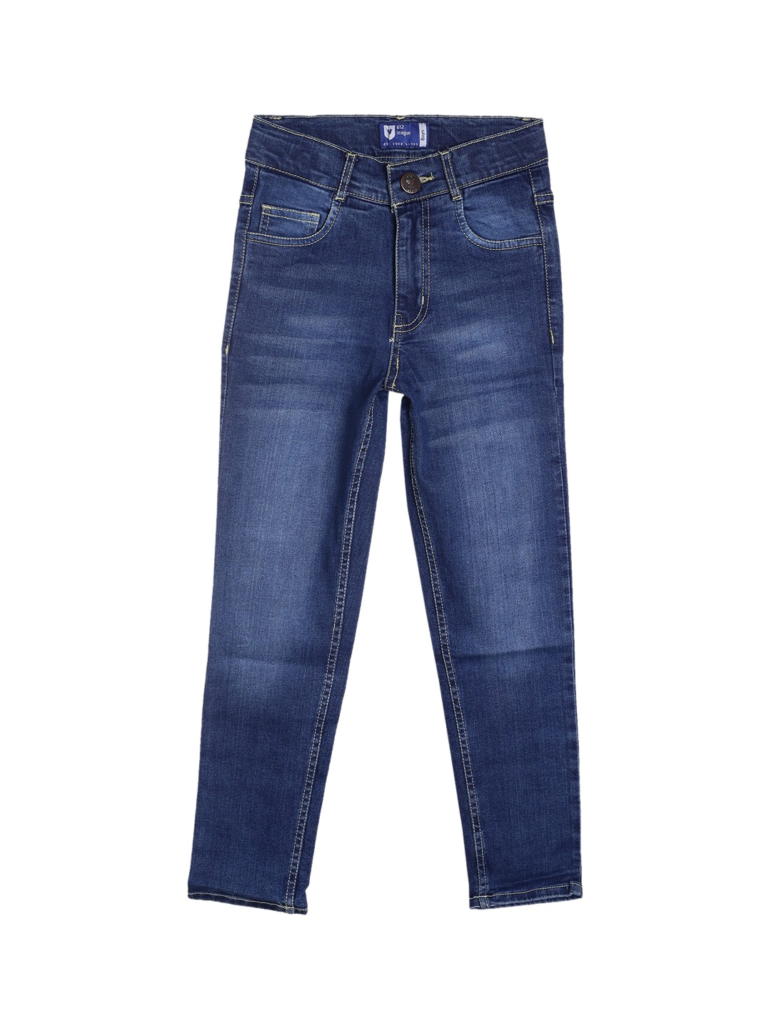 

612League Boys Blue Classic Slim Fit Light Fade Stretchable Jeans