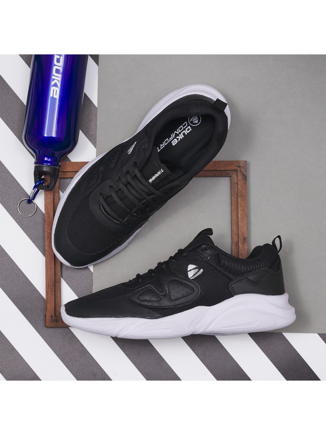

Duke Men Black Mesh Running Shoes