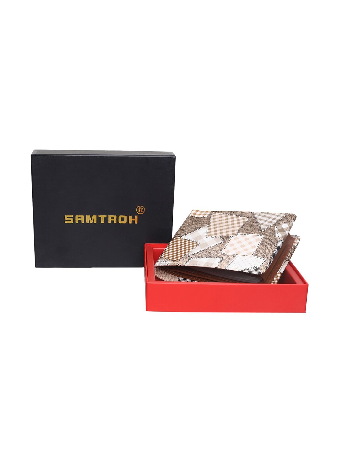 

SAMTROH Unisex Beige Printed PU Two Fold Wallet