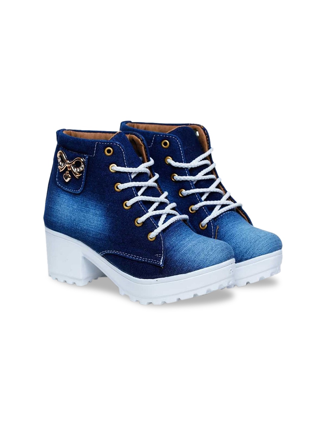 

Krafter Women Blue Solid Heeled Regular Boots