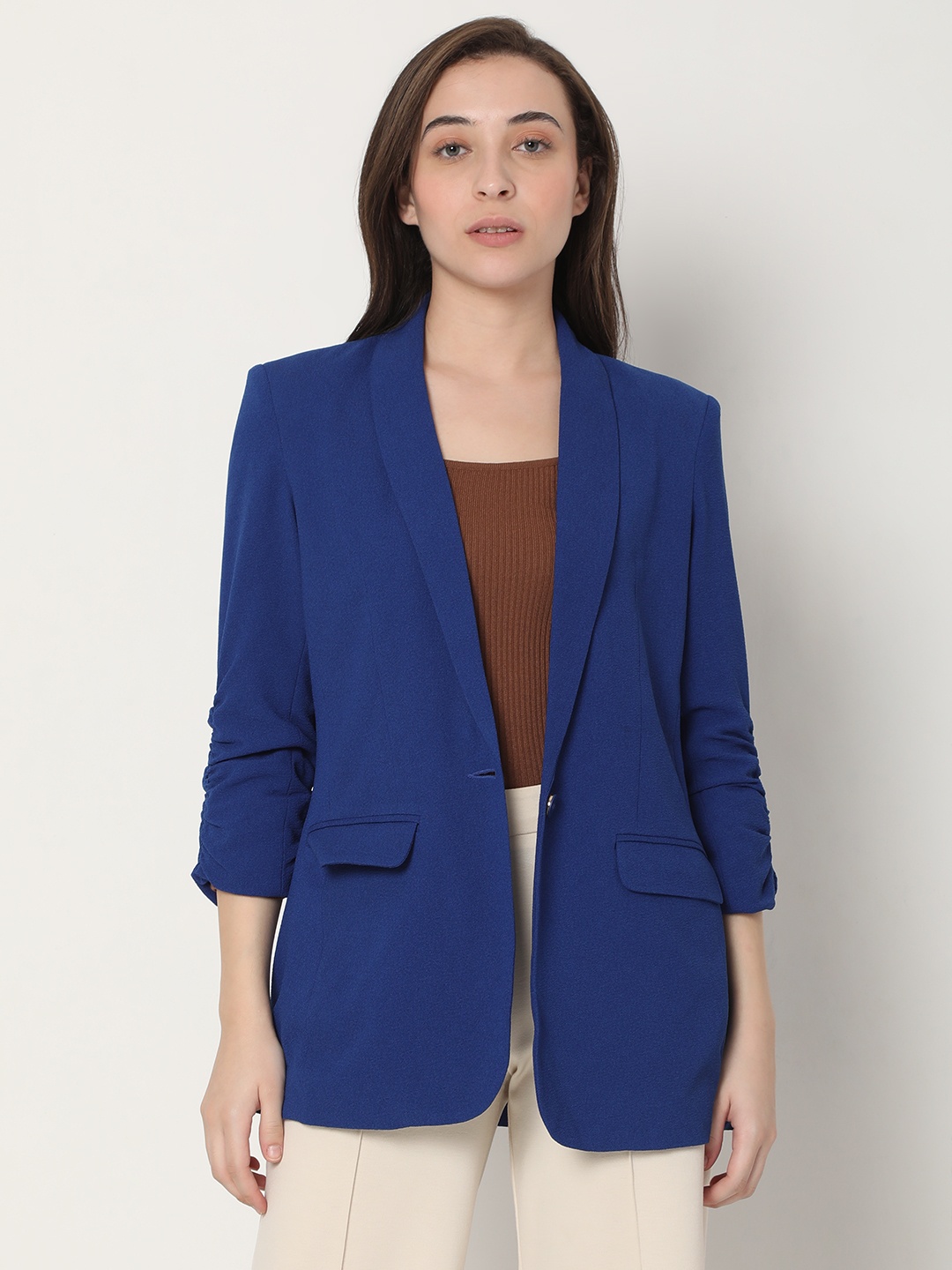 

Vero Moda Women Blue Solid Blazers