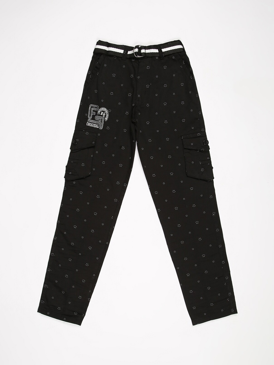 

V2 Value & Variety Boys Black Printed Chinos Trousers