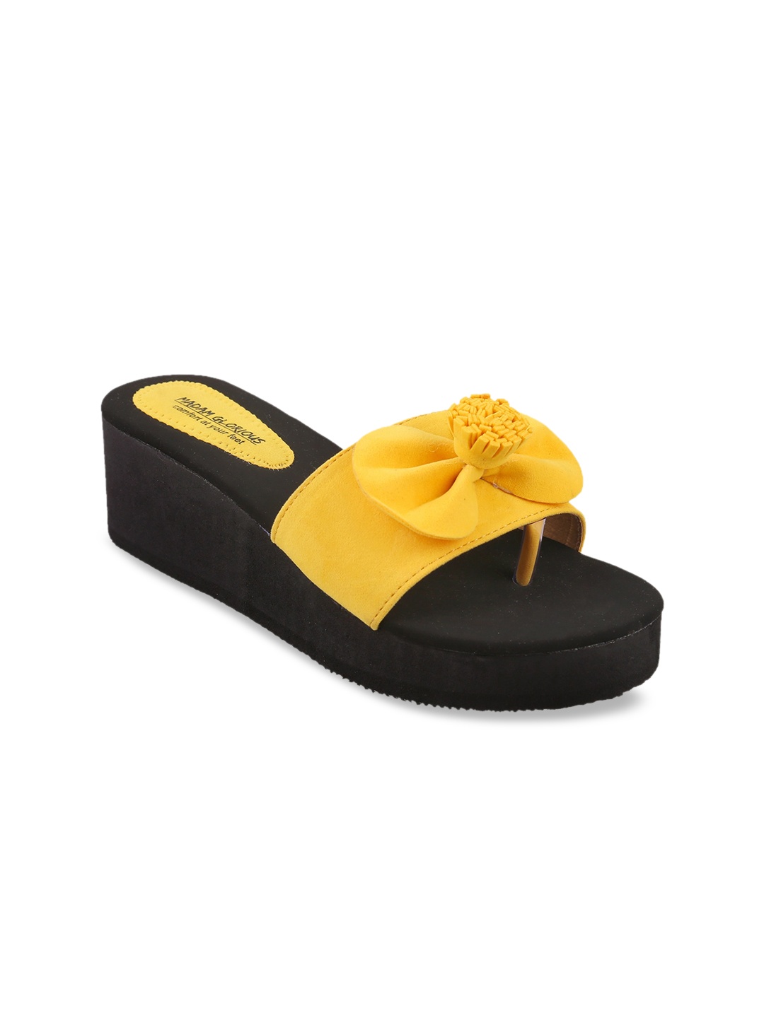 

madam glorious Yellow Bows Flatform Heels