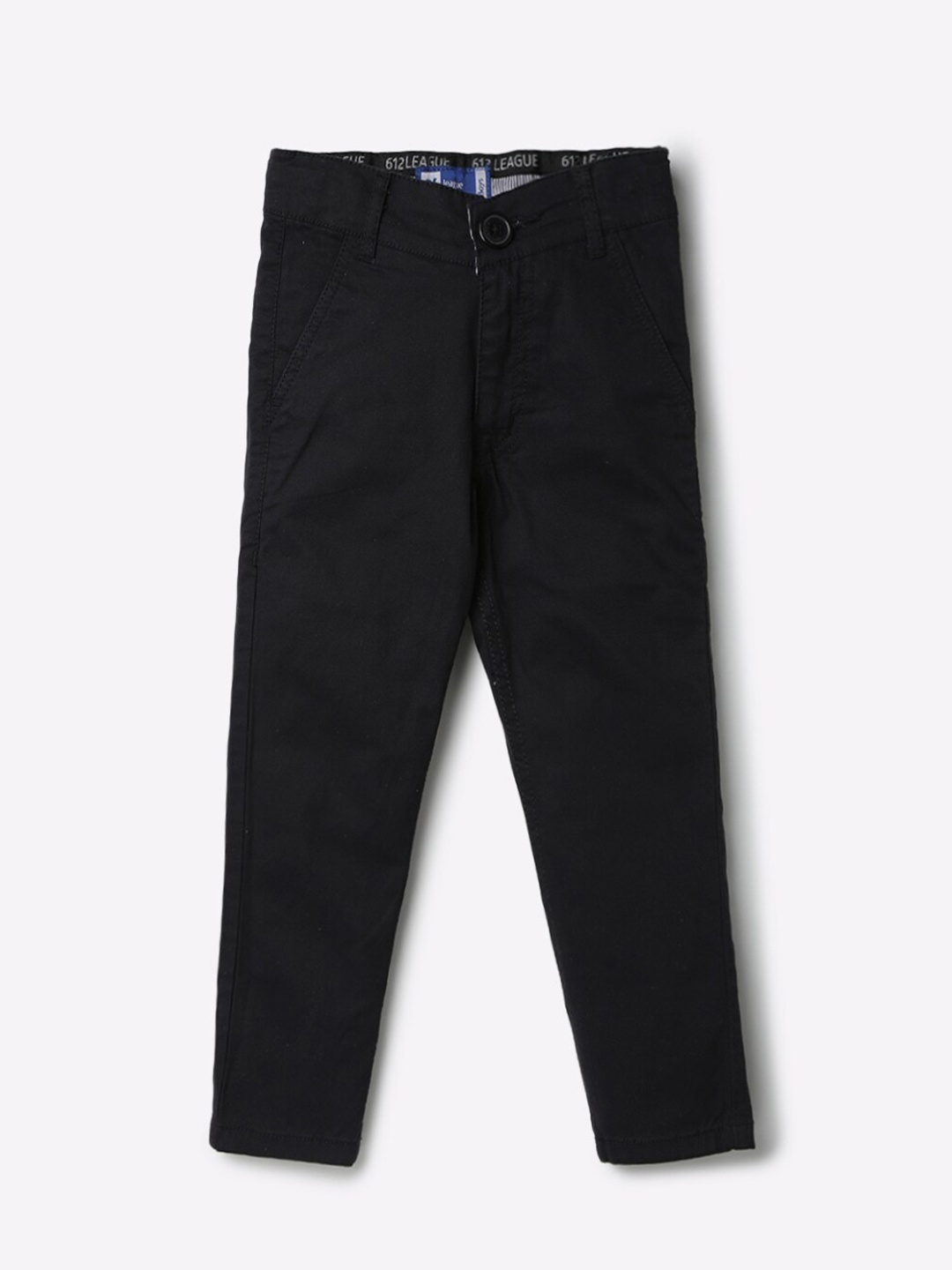 

612League Boys Black Classic Slim Fit Chinos Trouser