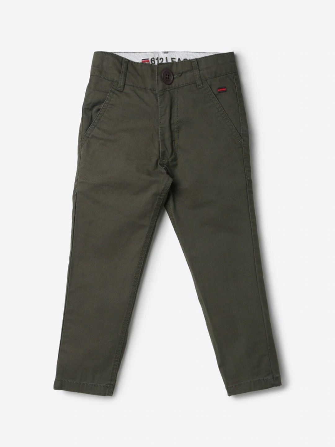 

612League Boys Green Classic Slim Fit Chinos Trousers