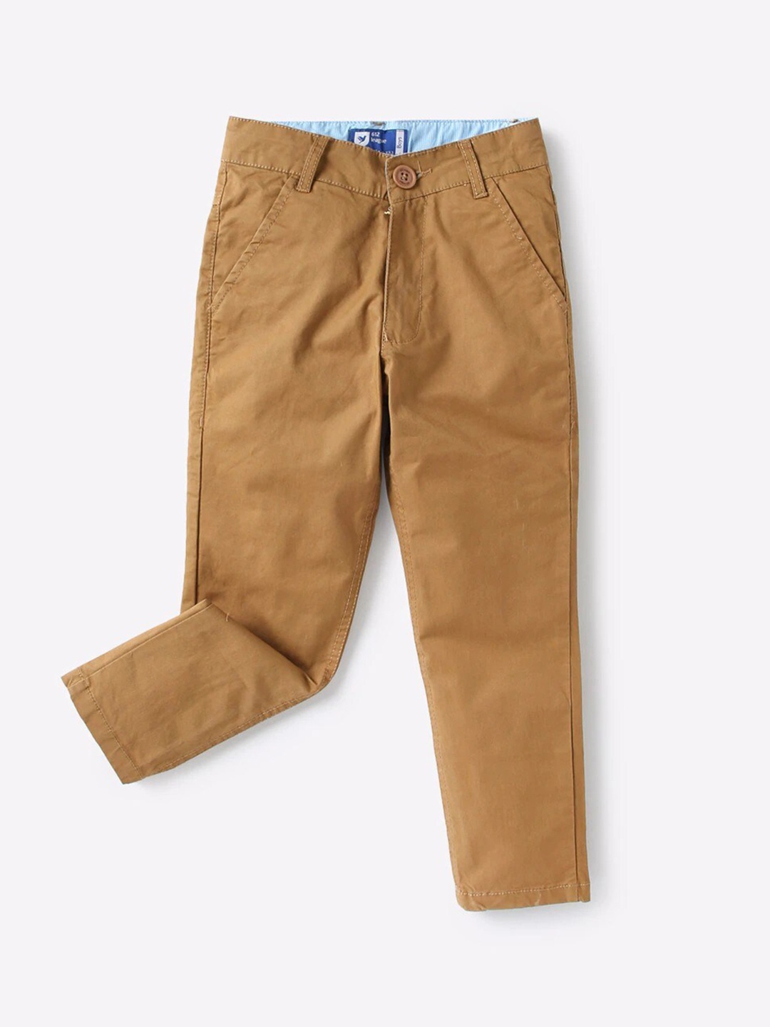 

612League Kids Boys Brown Classic Slim Fit Trousers