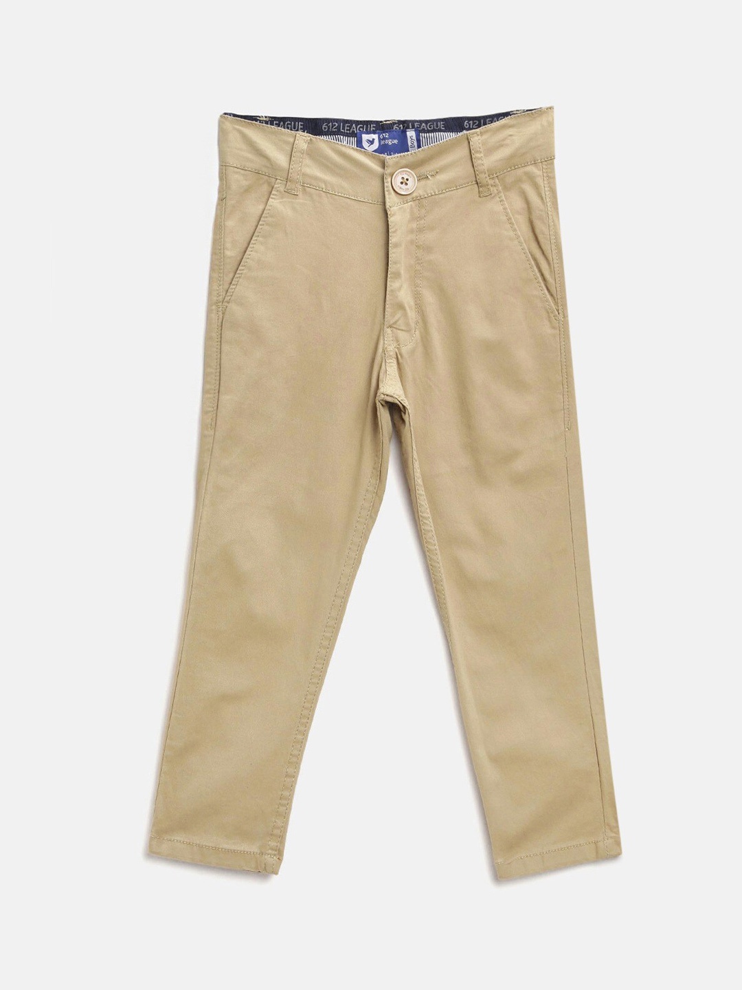 

612League Boys Brown Classic Slim Fit Trousers