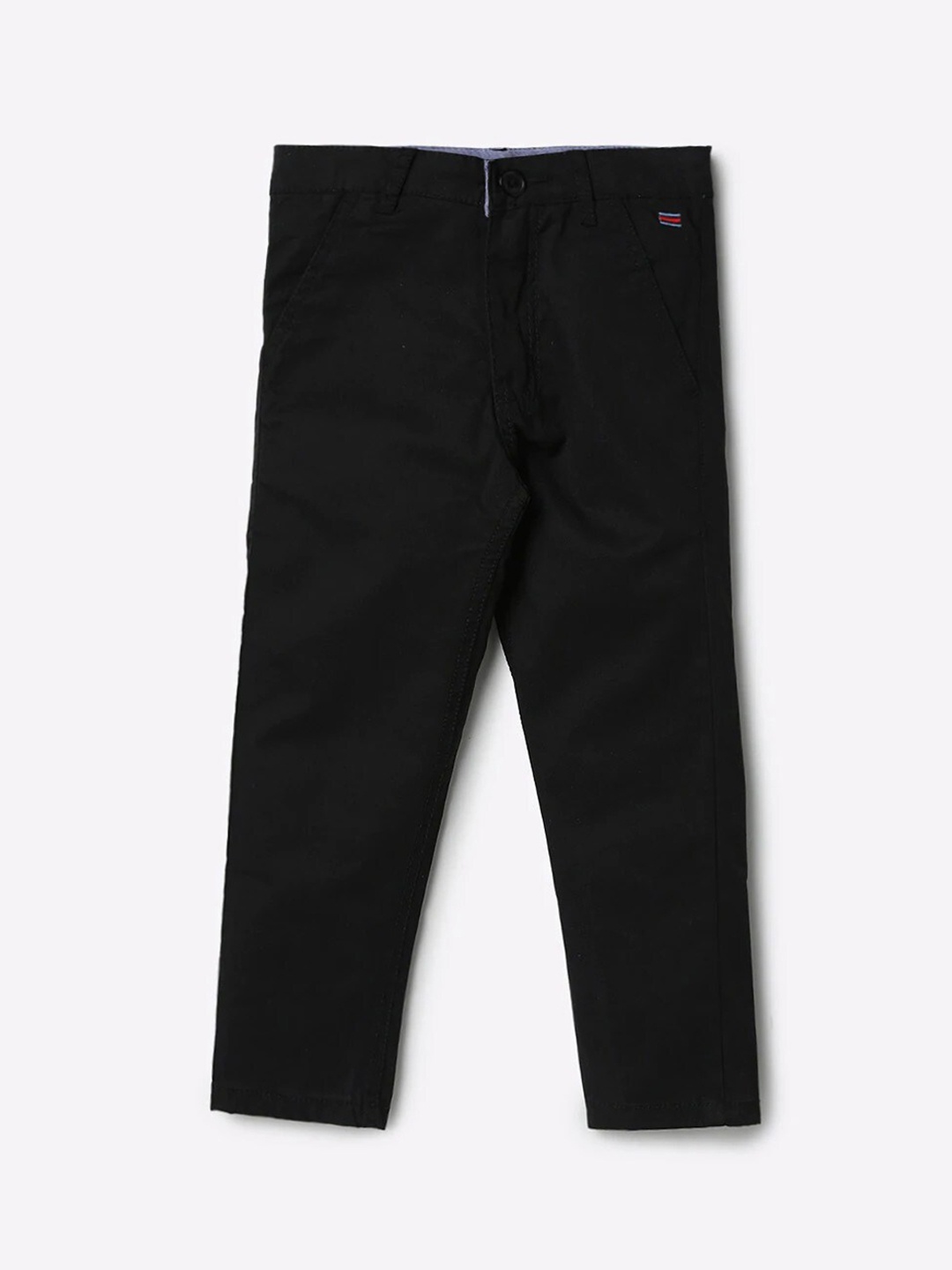 

612League Boys Black Classic Slim Fit Solid Trousers